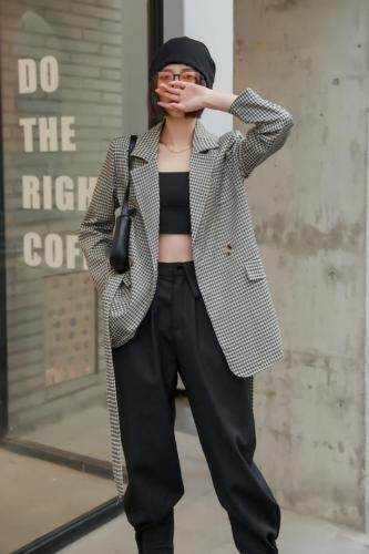春季新款超火格子西装，女装西装，变色鸟(4F)