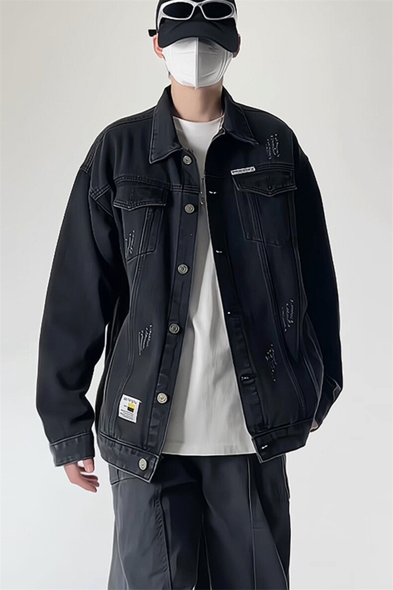 潮流休闲大码宽松男女做旧牛仔外套夹克J6023-P60【特价】,男装工装外套,电商A007