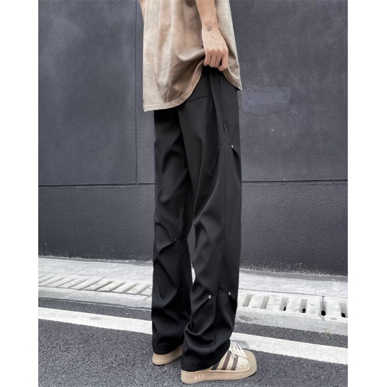 W288-P452025夏季新款激光冲孔透气冰丝裤阔腿裤宽松港风休闲裤,男装休闲裤,星座911-1