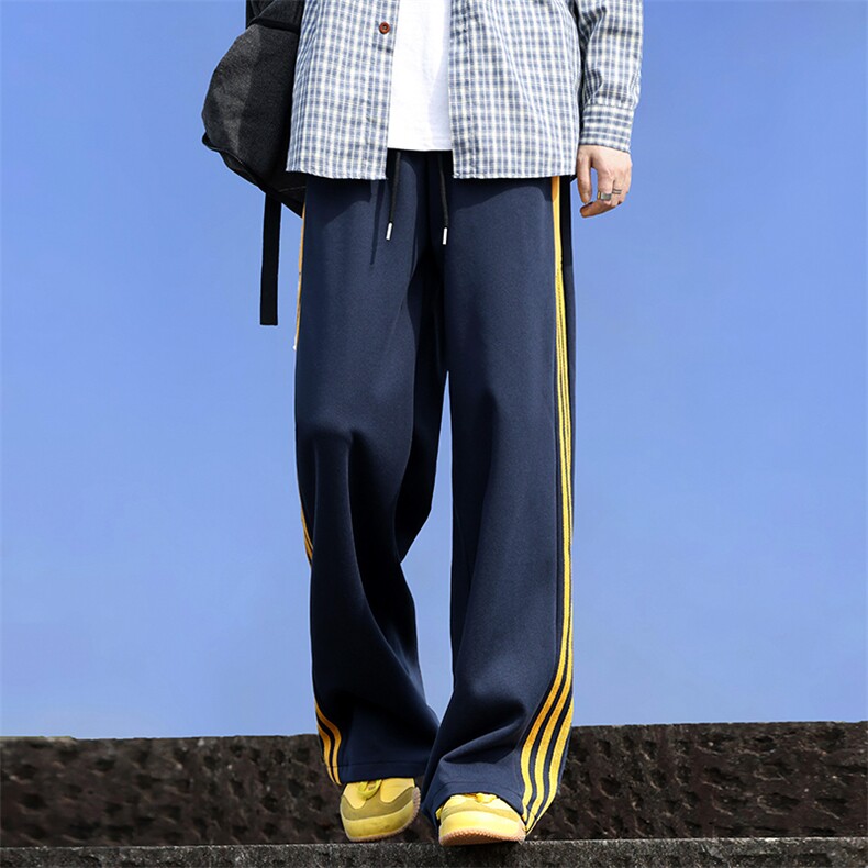 美式复古侧边条纹卫裤春秋季潮流宽松运动休闲裤,男装休闲裤,星座410-6（原星座1304-1）