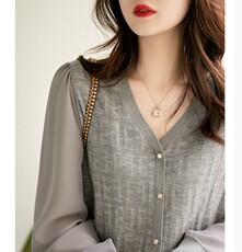 春夏新款温柔镂空提花扬子纱羊毛花边针织衫，女装针织衫/毛衣，美吧服饰