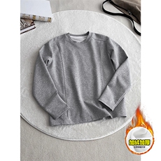 抖音得物品质美式高街重磅曼巴棉结构硬阔boxy版潮牌卫衣长袖T恤，男装T恤，电商A486