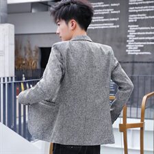 青年休闲西服男潮四季修身正装西装韩版帅气灰色男士外套，男装西服，星座509