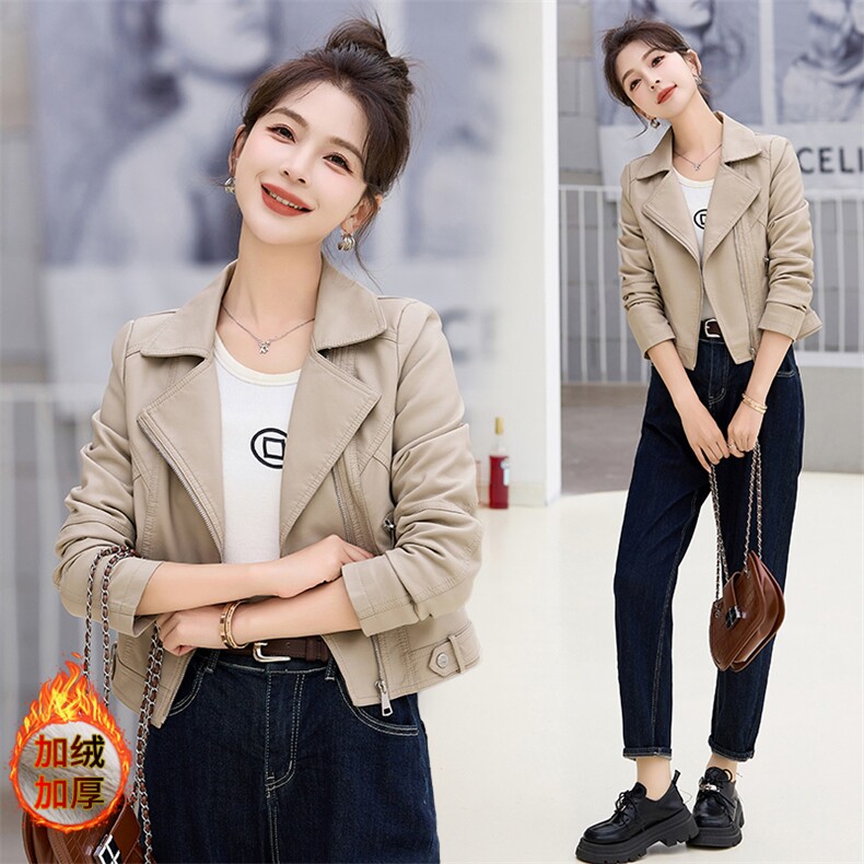 小皮衣外套女短款2025春秋冬加绒加厚新款高级感小个子机车皮夹克，女装皮衣，潮流依族