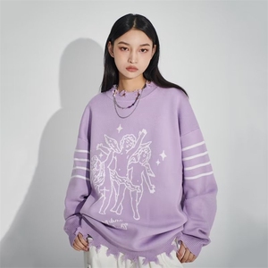 时尚破洞大毛衣女款设计感韩系慵懒风2025秋冬季设计感小众针织潮
