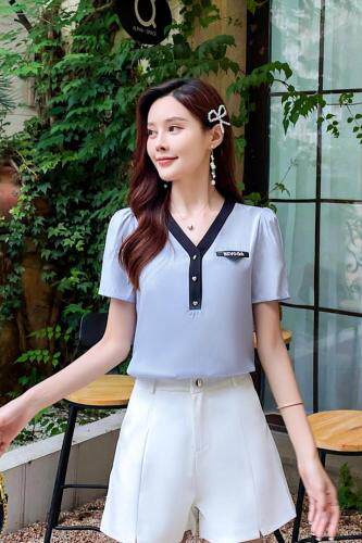 夏季新款V领百搭小衫，女装，田间晨露