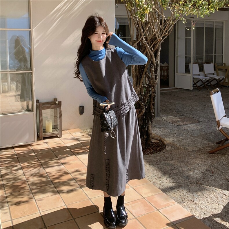 新款2026春季法式木耳边拼接三件套装6215-P185-K298,女装套装/套裙,2C057
