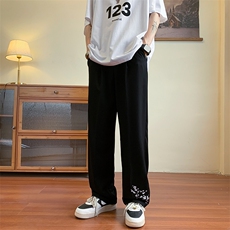 港风新中式休闲裤西裤长裤冰丝裤直筒裤A014-DY2376-P50控68，男装西裤，电商A014