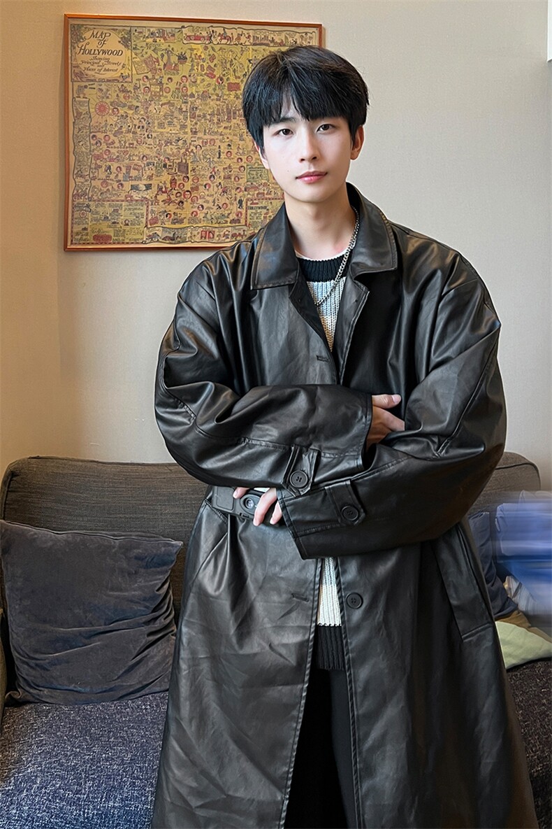 8XL-M诺丁山皮衣夹克外套男长款美式复古情侣风衣PY860P138控158,男装皮衣,电商D206-1