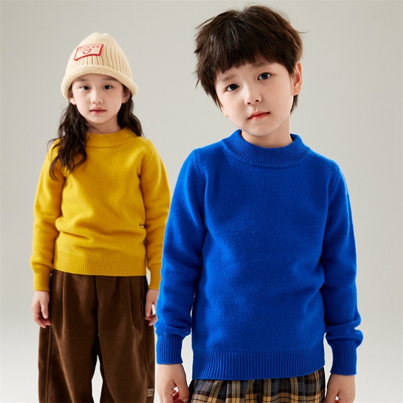 秋冬半高领儿童男女童装加厚保暖毛衣女童小孩打底羊毛衫，童装毛衣，初丹羊绒童装