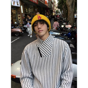 斜领拉链卫衣男款秋冬加绒美式鱼骨纹长袖打底衫常规40加绒P45