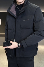 7630-L-4XL-P175标50绒店主风男士立领休闲拼色字母羽绒服外套，男装羽绒服，电商B255
