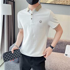 抖音主推大货U字刺绣夏短袖翻领Polo衫时尚大码体恤T066-P45，男装T恤，电商D342
