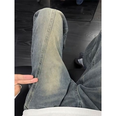 春季直筒裤cleanfit微喇裤子美式复古斜切牛仔裤男窄版LG6411-P45，男装牛仔裤，星座1008