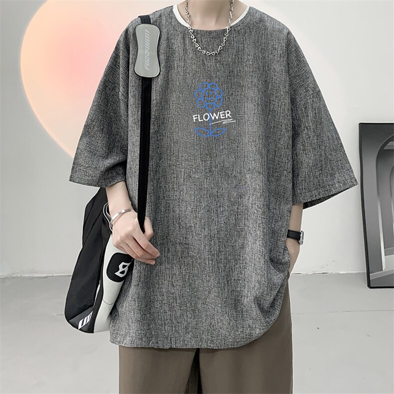 风复古亚麻短袖男棉麻t恤男半袖 ZT71274-P35图片