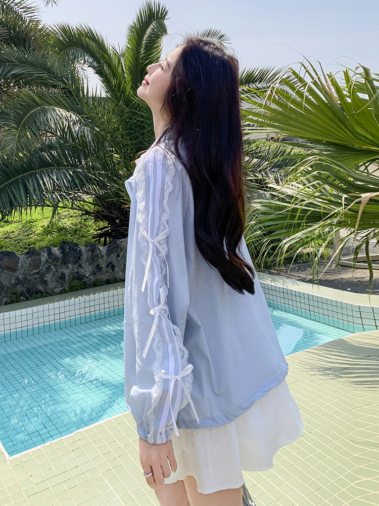 韩系设计感蕾丝防晒衣女轻薄透气夏季2025新款洋气减龄宽松防晒服,女装防晒衣,蝶眷
