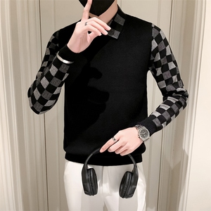 2025年秋季男款修身休闲假两件针织衫毛衣打底M07-P78控108，男装T恤，电商D327