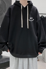 WY2204-P35加绒款-P40纯棉连帽卫衣男大码运动帽衫宽松薄外套男，男装卫衣，电商A040