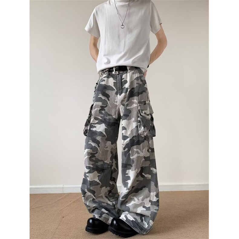 迷彩工装裤男美式街头牛仔嘻哈高街高腰宽松休闲长裤子6099P64，男装工装外套，星座410-2