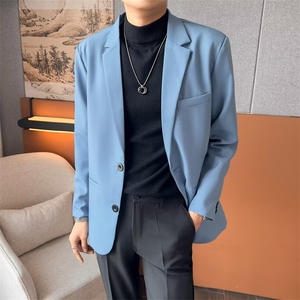 秋季新款男士帅气西装外套轻熟英伦风休闲流行小西服学院风 Y72图片