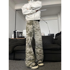 K842-P58秋冬男士迷彩微喇休闲裤宽松直筒阔腿拖地裤长裤，男装休闲裤，电商B327