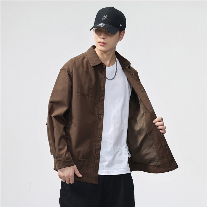 2025款时尚有型翻领休闲衬衣夹克F0962-P100控199,男装夹克,电商D215