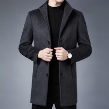 羊毛呢子外套男秋冬中长款立领妮子风衣休闲呢子大衣SJM802-P170，男装毛呢大衣，电商B212（原钱塘6029）