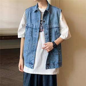 牛仔马甲外套男夏新款港风ins痞子帅气上衣潮MJ3331-P48图片