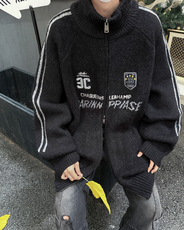 复古潮牌立领运动开衫毛衣男女美式宽松针织百搭外套潮，男装针织衫/毛衣，星座410-7