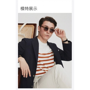 2025夏季新款男士针织圆领短袖T恤条纹休闲潮流ins宽松百搭海魂衫图片