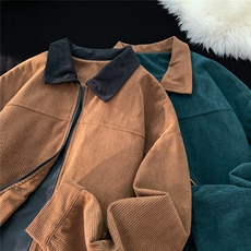 潮流休闲大码宽松情侣灯芯绒平绒拼色夹克J7198-P47【特价】，男装夹克，电商A007