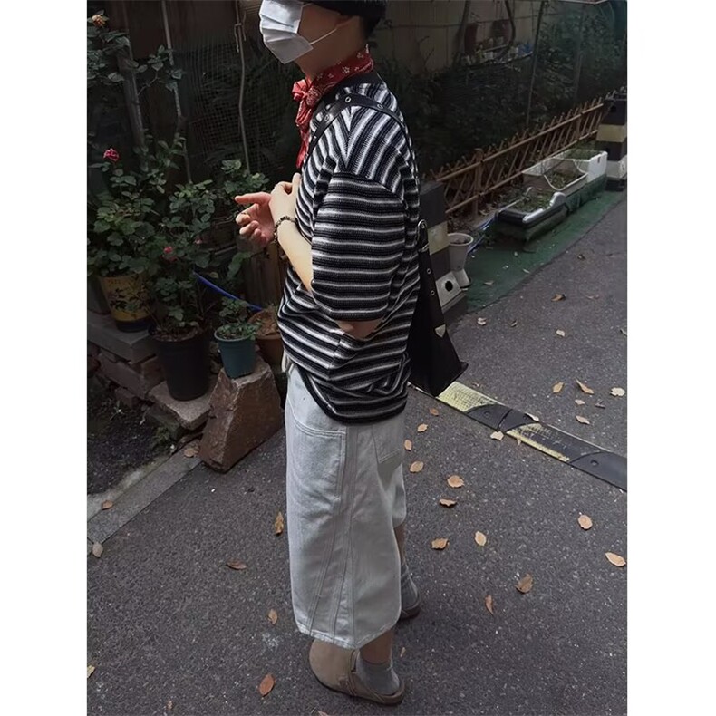 黑白条纹纯棉短袖t恤男女穿搭新款冰丝正肩情侣半袖TX7514,男装T恤,星座208-5