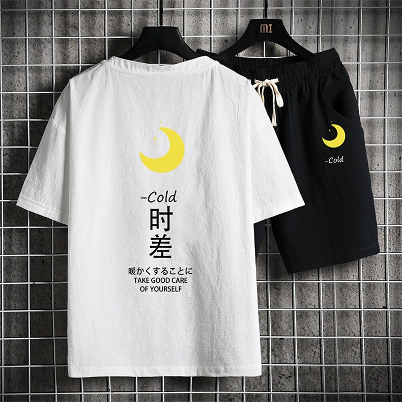 TY35047-P55透气亚t恤套装男大码短裤男装搭配一套网格挂拍图片