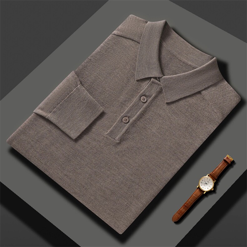 2025秋季新可机洗男士羊毛POLO衫通勤百搭，男装Polo衫，优麦羊绒（原洪叶羊绒）