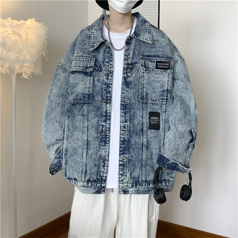 牛仔外套男2023秋季潮牌宽松情侣休闲中性风工装夹克JK0125-P70,男装夹克,星座308B-1