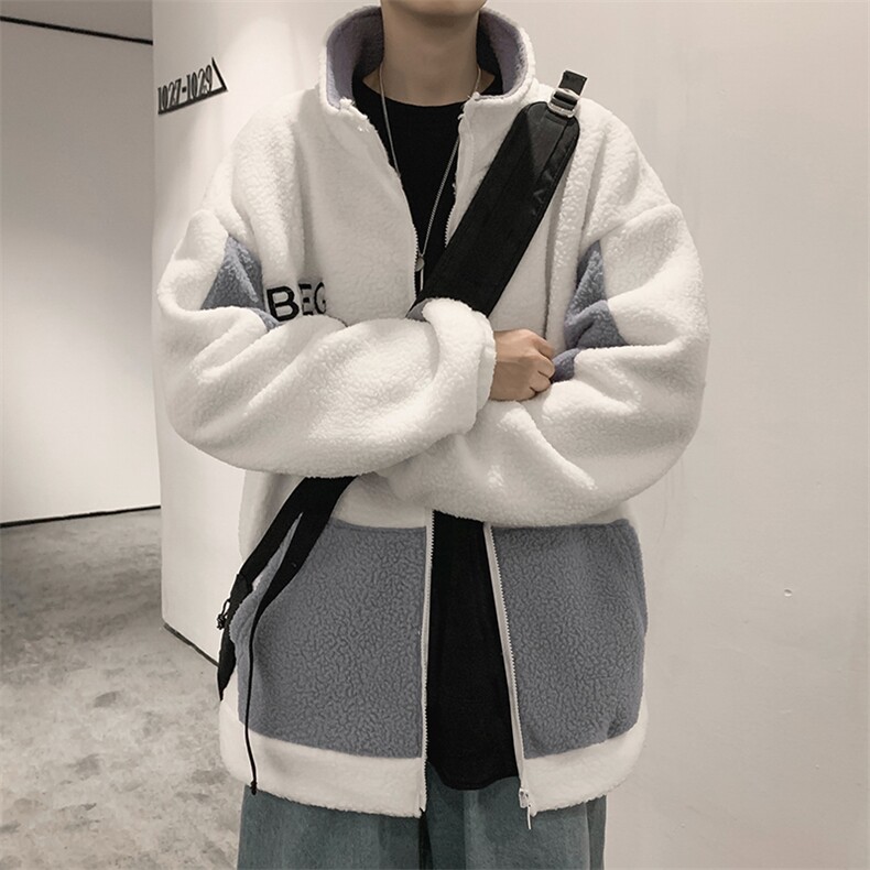 A新款羊羔绒卫衣外套男款日系港风ins潮秋冬加绒加厚W2199-P40,男装卫衣,星座512-4