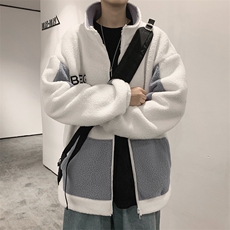 A新款羊羔绒卫衣外套男款日系港风ins潮秋冬加绒加厚W2199-P40，男装卫衣，星座512-4