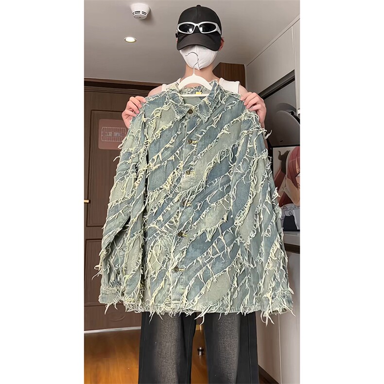 牛仔衬衫流苏设计感个性男衬衣A15-P75图片