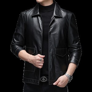 WL-Y319男式2023秋季新款翻领头层牛皮皮衣男P750，男装皮衣，电商B360