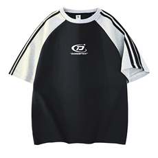 黑色拼白灰袖