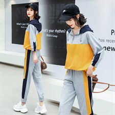 春夏新品韩版运动套装7分袖宽松休闲气质套装，女装运动套装，一安秀