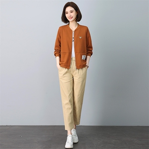 2025春秋中年妈妈外套女卫衣套装女装运动服开衫上衣图片