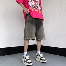牛仔短裤男韩版潮流个性2026夏季新款ins宽松五分裤RK380-P43，男装牛仔裤，星座412