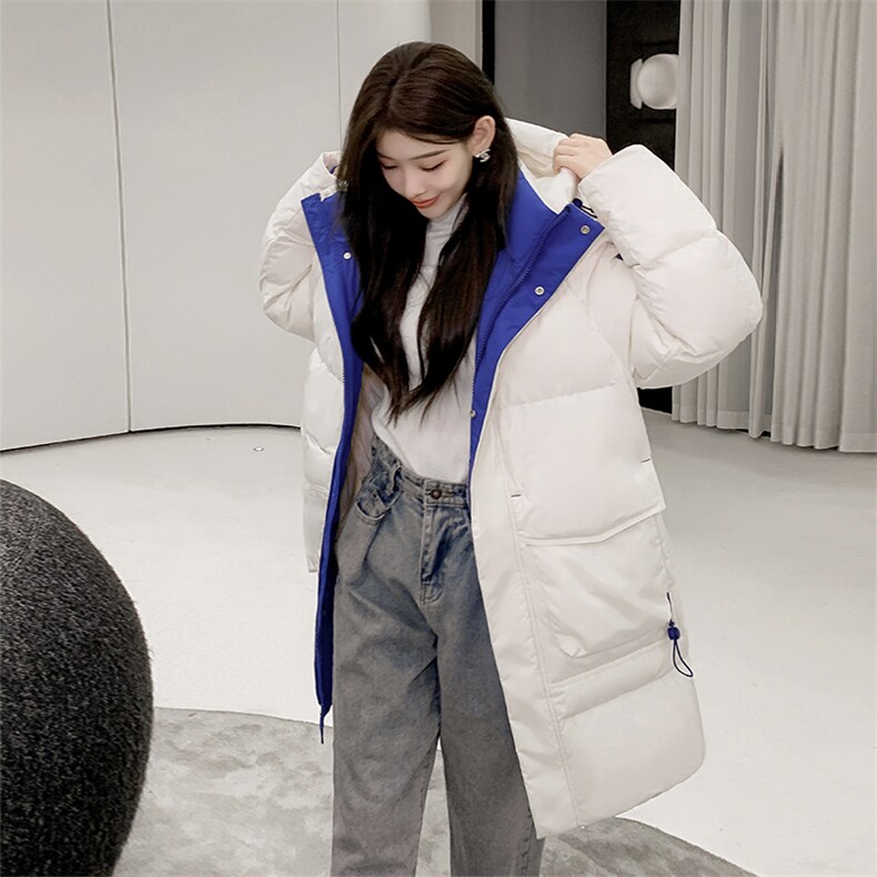 2026新款女学生情侣同款学院风羽绒服男中长款加厚过膝青年潮牌，女装羽绒服，钱塘6003（原4033）