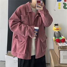 秋装港风情侣复古灯芯绒夹克多口袋工装休闲外套潮日系H203/P85，男装夹克，钱塘713