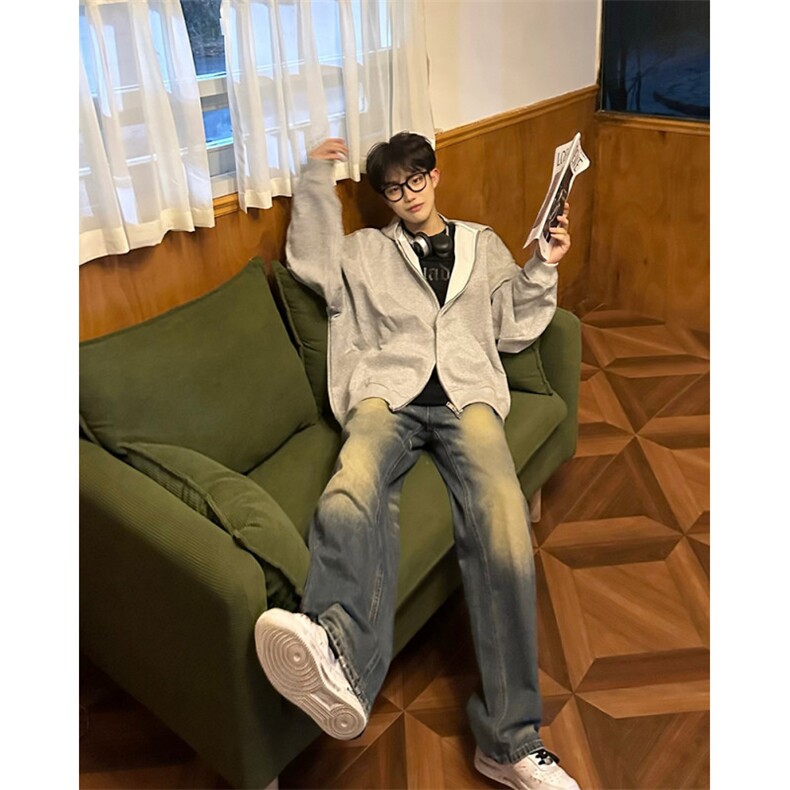 美式ins高街hiphop重工艺水洗微喇复古蓝牛仔裤货号K2320-1P55,男装牛仔裤,电商A063