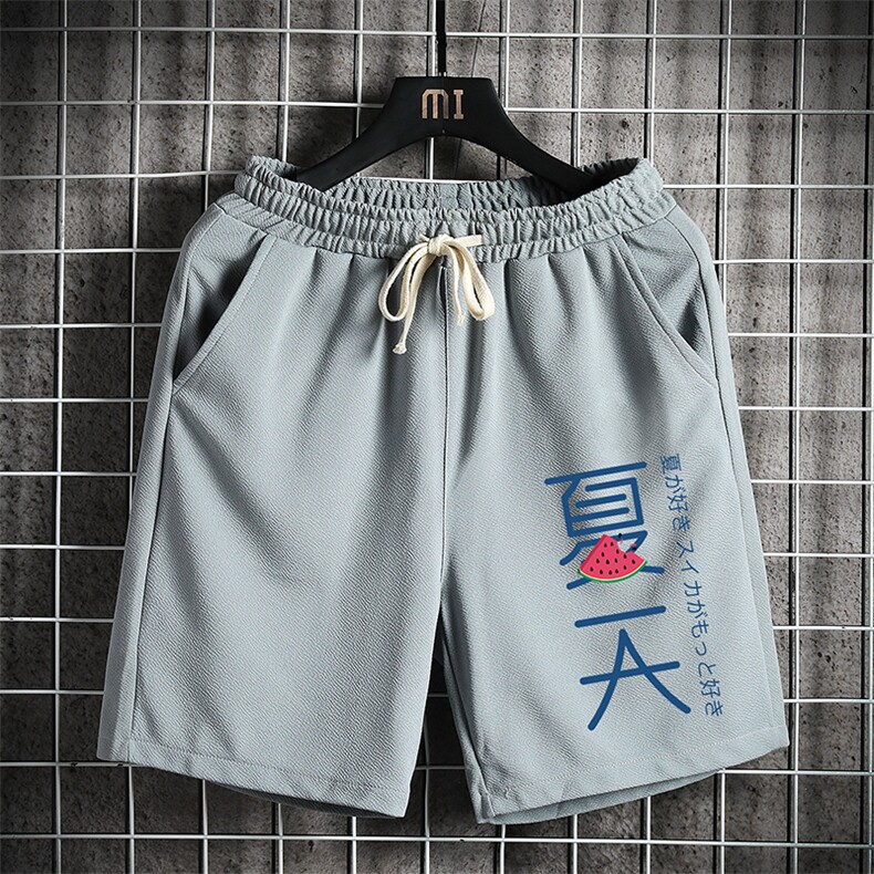 MK37192-P15冰丝短裤男士大码宽松休闲五分裤男运动中裤网格,男装休闲裤,电商A040A