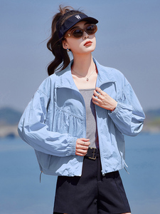 红色宽松防晒衣女2025新款夏季韩版潮流透气减龄小个子休闲短外套图片