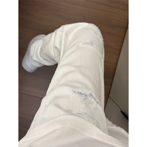！美式高街极简纯色磨破牛仔裤图片