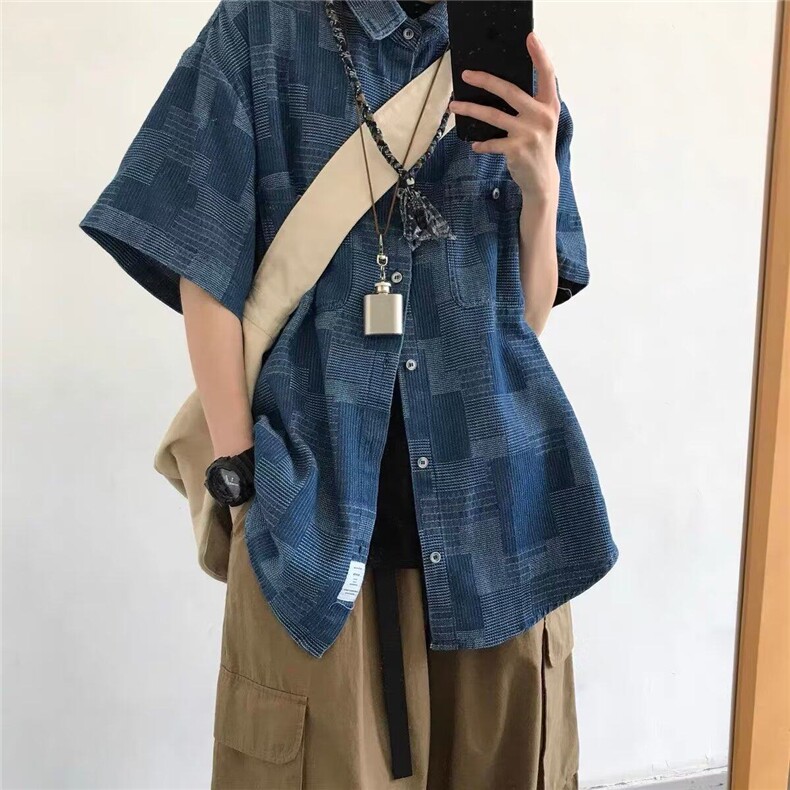 夏季日系复古工装短袖衬衫男宽松民族风男外套衣服潮WLC1111-P50,男装T恤,星座1008